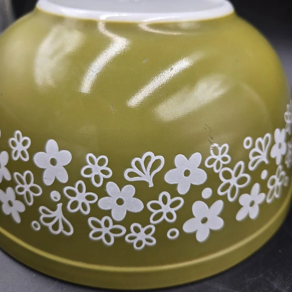 Vintage Pyrex Crazy Daisy Spring Blossom 3pc Mixing Bowl Set 401, 402, 403 EUC